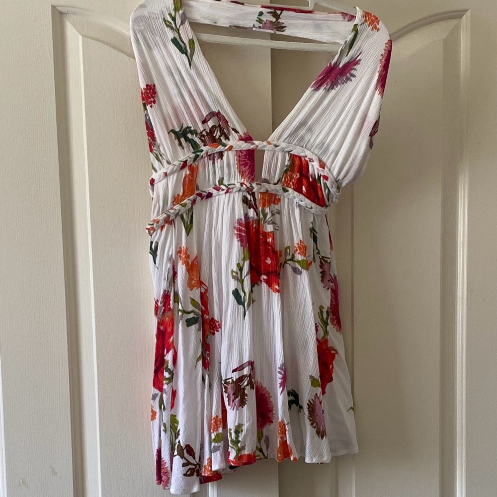 PINK + SOPHIE Floral Halter Dress Mini. Size L